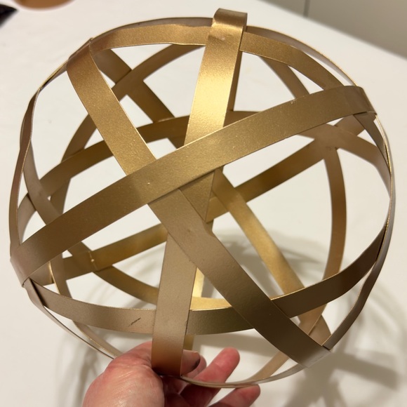 11.5” Modern Gold Brass Metal Orb Sphere Ball - Picture 8 of 11
